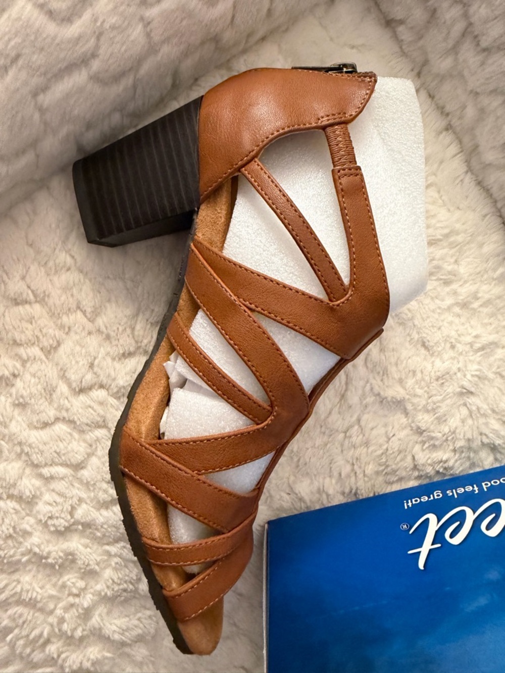 easy spirit Tan Strappy Block Heel Sandals